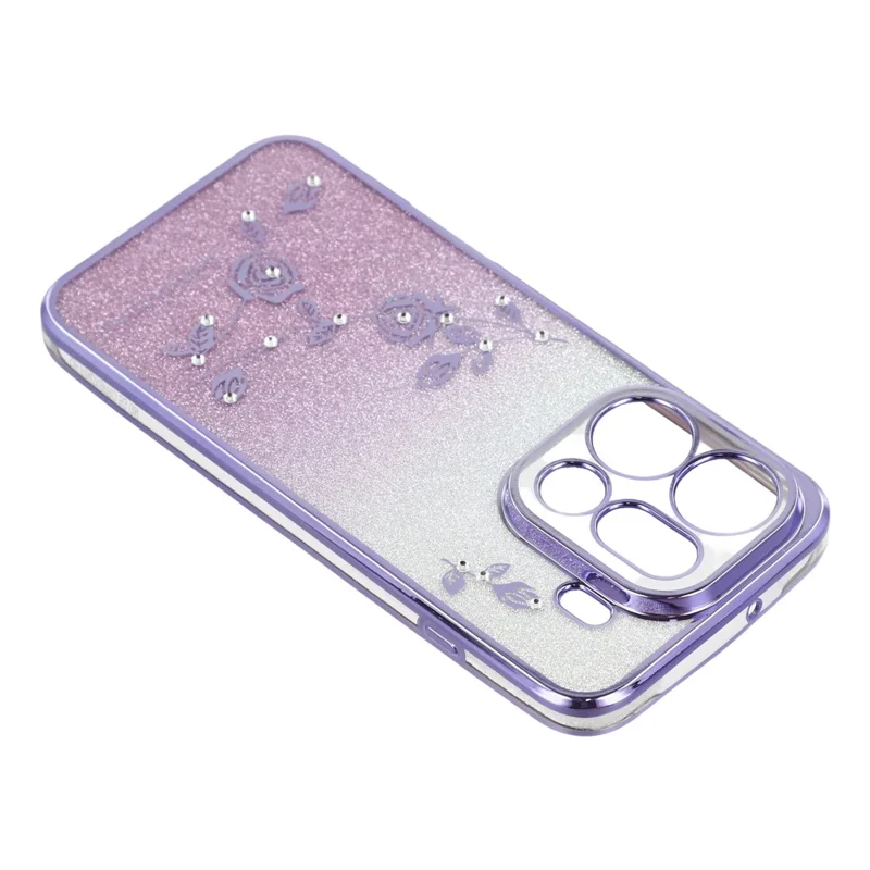 KADEM voor Oppo Find X9 Pro 5G hoesje met bloemenpatroon TPU-gradiënt telefoonhoes met lanyards - Paars