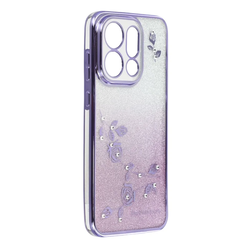 KADEM For Oppo Find X9 5G Case Flower Pattern TPU Gradient Phone Cover with Lanyards - Purple