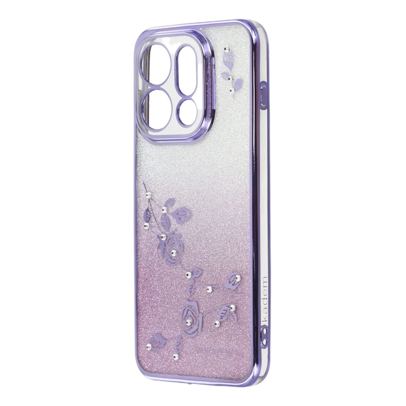KADEM For Oppo Find X9 5G Case Flower Pattern TPU Gradient Phone Cover with Lanyards - Purple