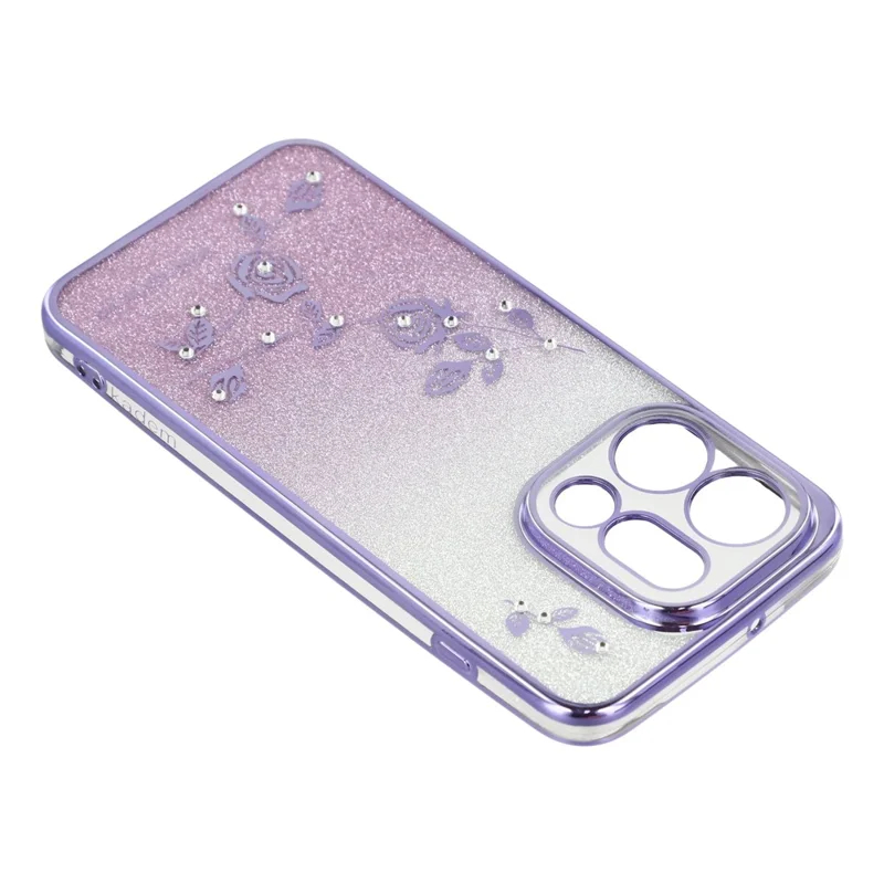 KADEM For Oppo Find X9 5G Case Flower Pattern TPU Gradient Phone Cover with Lanyards - Purple