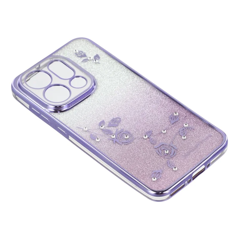 KADEM For Oppo Find X9 5G Case Flower Pattern TPU Gradient Phone Cover with Lanyards - Purple