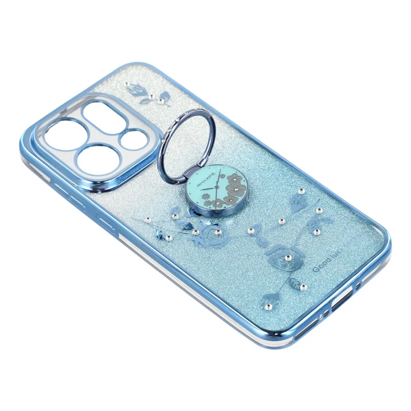 KADEM For Oppo Find X9 5G Case Ring Kickstand TPU Flowers Phone Cover Gradient Glitter - Blue