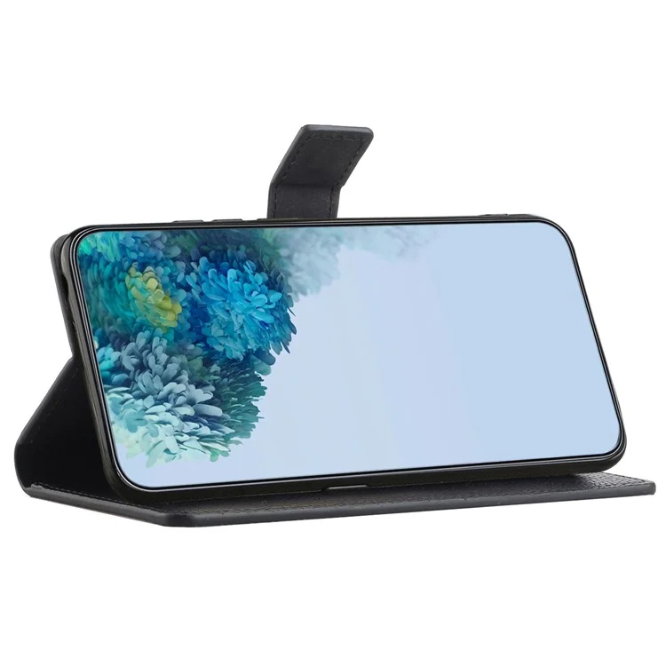 Litchi Texture Phone Case Para Samsung Galaxy S23 Plus, PU Leather + TPU Tubera Para Teléfono Resistente a Los Arañazos Con Soporte - Negro