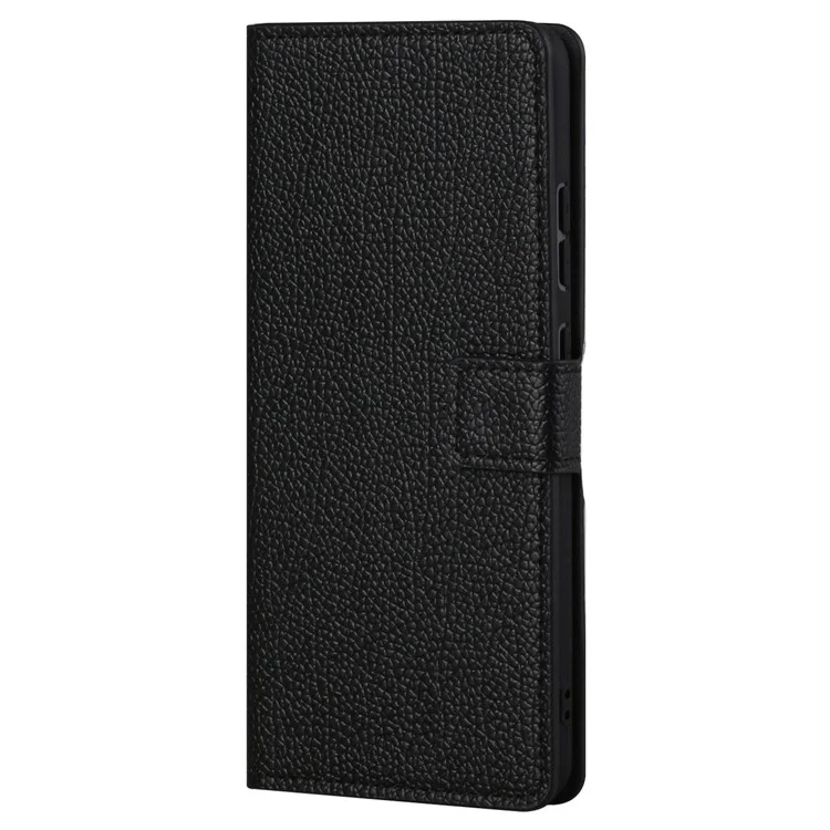Litchi Texture Phone Case Para Samsung Galaxy S23 Plus, PU Leather + TPU Tubera Para Teléfono Resistente a Los Arañazos Con Soporte - Negro