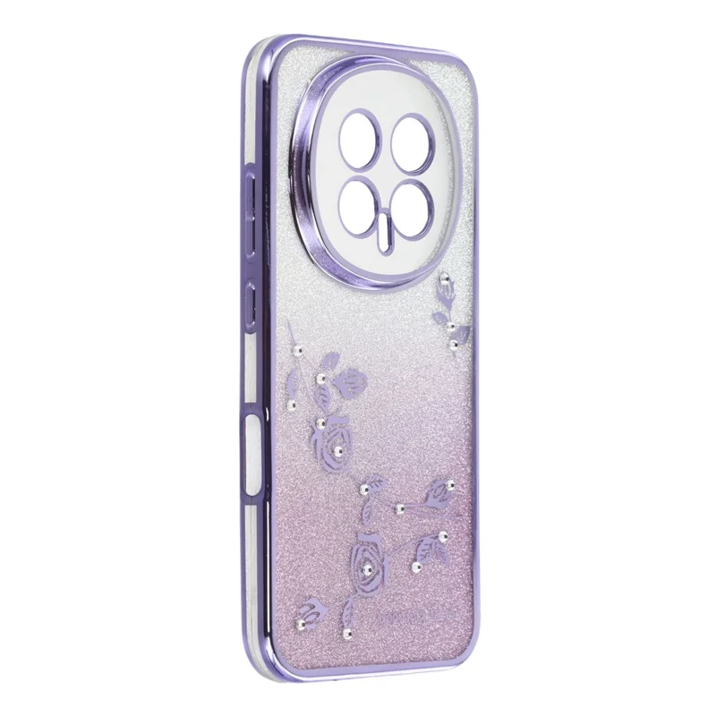 Capa de telefone KADEM For Honor Magic8 5G com padrão de flor, TPU gradiente e cordões - Roxo