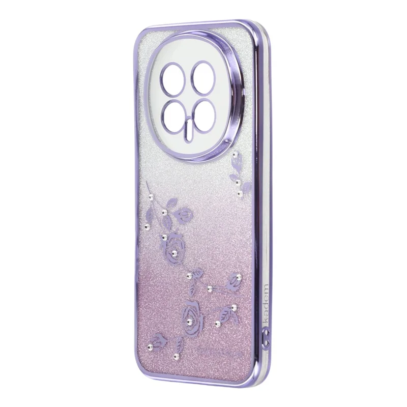 Capa de telefone KADEM For Honor Magic8 5G com padrão de flor, TPU gradiente e cordões - Roxo