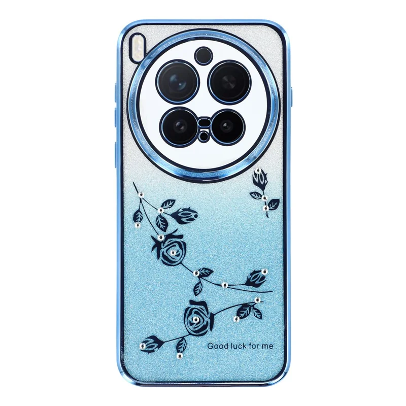 Capa KADEM para vivo X300 Pro 5G Flor TPU Flexível Gradiente Capa de Telefone - Azul