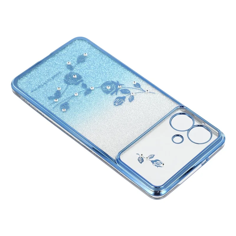 KADEM For Samsung Galaxy S26 Edge Case Flower TPU Flexible Gradient Phone Cover - Blue
