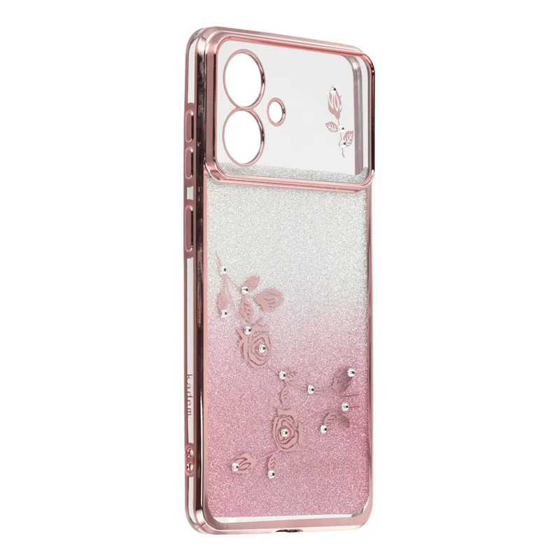 KADEM For Samsung Galaxy S26 Edge Case Flower Pattern TPU Gradient Phone Cover with Lanyards - Rose Gold