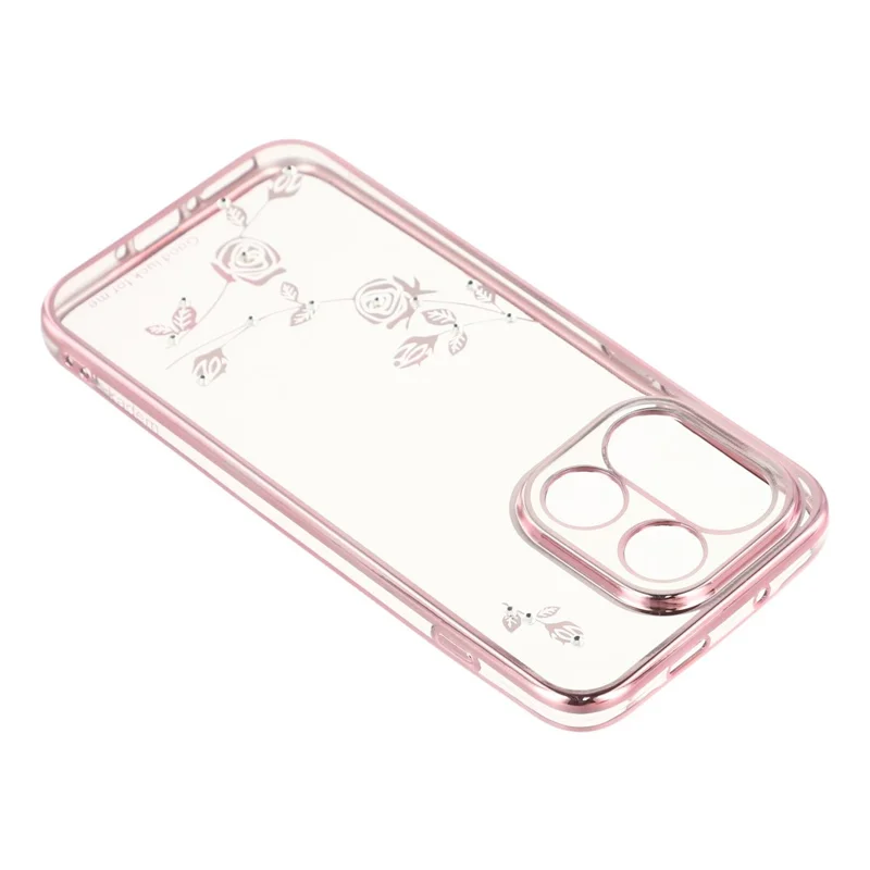 KADEM Für OnePlus 15 5G Hülle Blume Rhinestone Dekor TPU Handyhülle - Roségold