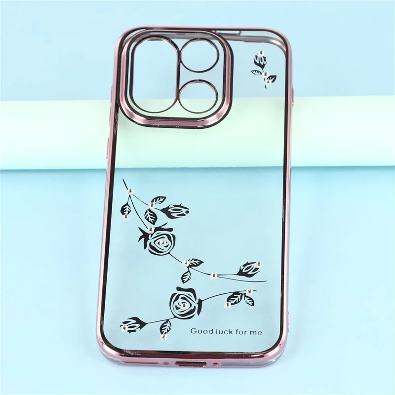 KADEM Für OnePlus 15 5G Hülle Blume Rhinestone Dekor TPU Handyhülle - Roségold