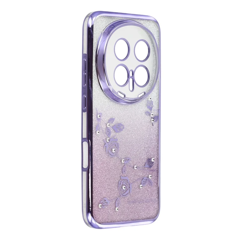 KADEM For Honor Magic8 Pro 5G Case Flower Pattern TPU Gradient Phone Cover with Lanyards - Purple