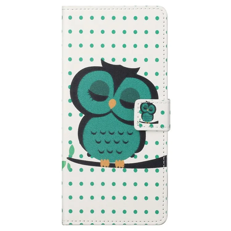 Pour Samsung Galaxy S23 Plus Protection Complète Case de Téléphone Portement Impression PU Curture PU Flio Couvert - Pointes / Chouette