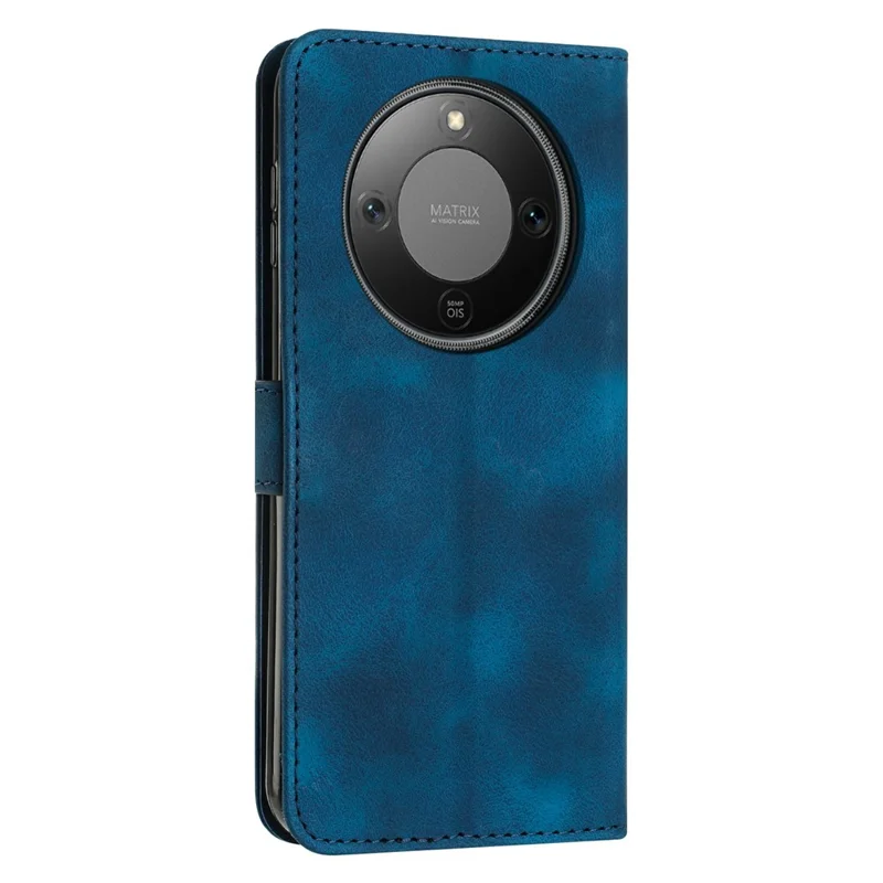 Для Honor X70 5G / X9d 5G Кожаный чехол с тиснением в виде треугольника и ручным ремешком - Синий