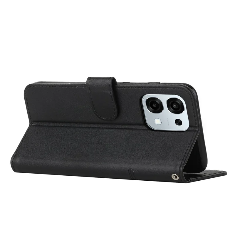 Leren telefoonhoesje voor Oppo F31 5G / A6 Pro 5G / 4G, inklapbare standaard, portemonnee, fliphoes met riem - Zwart