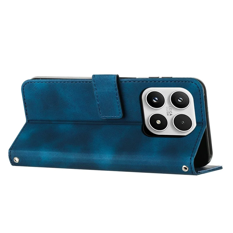 Capa de Couro Impressa com Triângulo para Xiaomi 17 com Alça de Mão - Azul