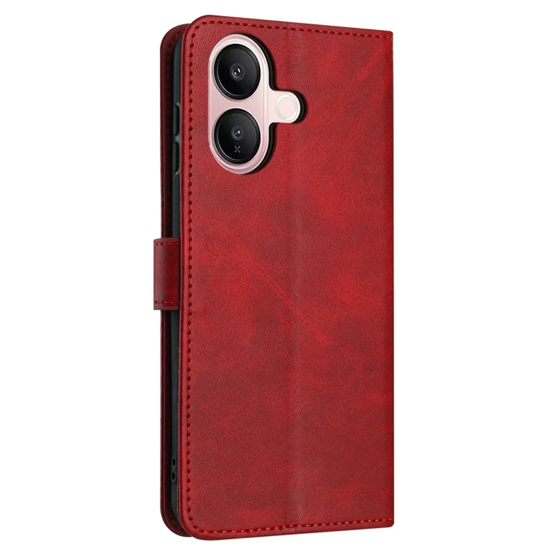For vivo V60 Lite 5G  /  4G Wallet Case Flip Stand Calf Texture PU Leather Phone Cover with Strap - Red
