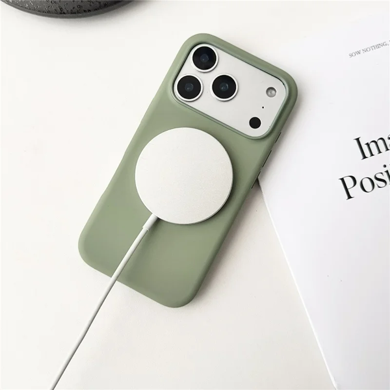 For iPhone 17 Pro Max Compatible with MagSafe Liquid Silicone Phone Back Cover (No Logo) - Green