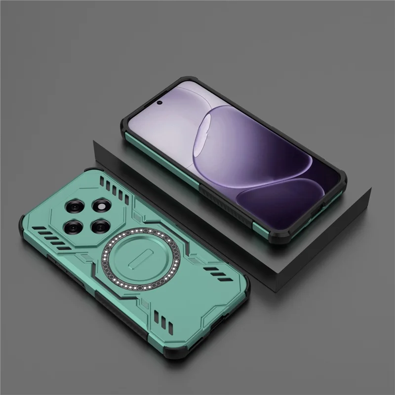 Étui magnétique Oppo F31 Pro 5G Armure papillon Dissipation de la chaleur creuse PC + Housse de téléphone TPU - Vert