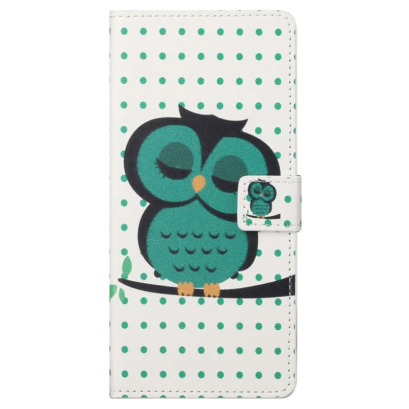 For Samsung Galaxy S23 Phone Case, Pattern Printing Full Protection PU Leather Folio Flip Wallet Cover with Stand - Dots  /  Owl