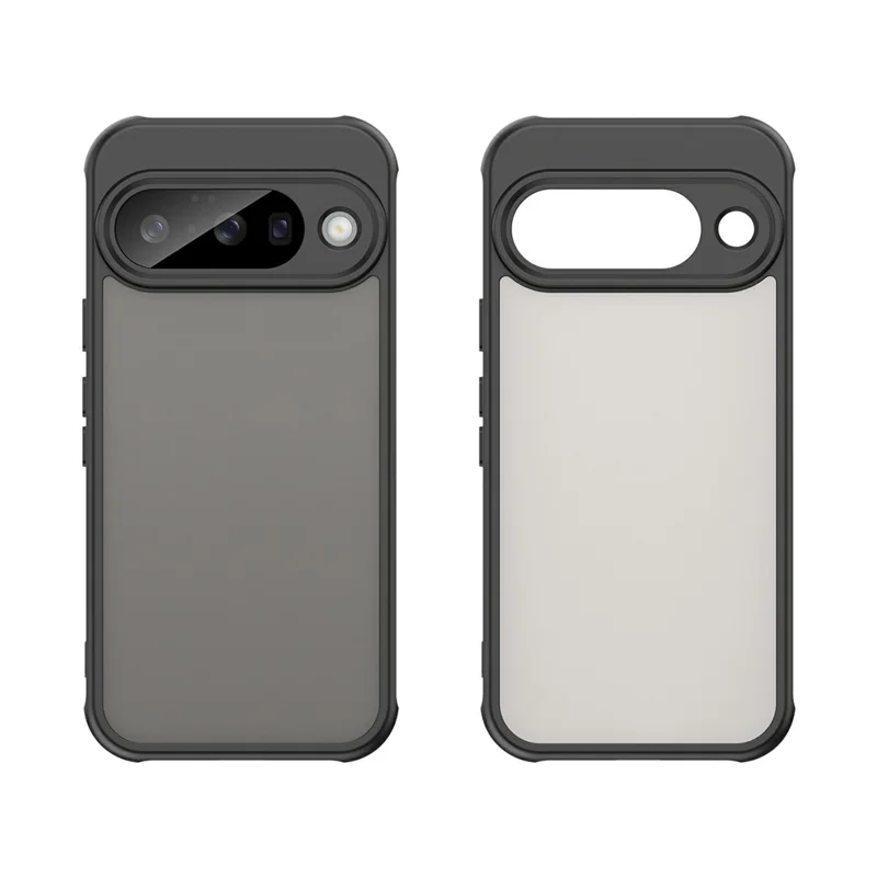 For Google Pixel 10 Case Drop Proof Airbags Frosted Translucent PC + TPU Phone Back Cover - Black