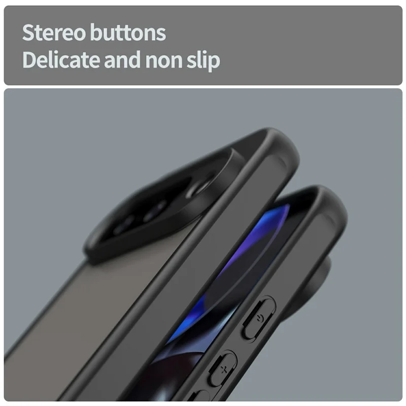 For Google Pixel 10 Case Drop Proof Airbags Frosted Translucent PC + TPU Phone Back Cover - Black