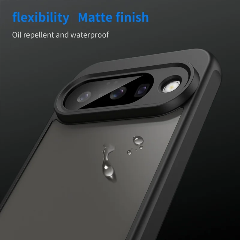 For Google Pixel 10 Case Drop Proof Airbags Frosted Translucent PC + TPU Phone Back Cover - Black