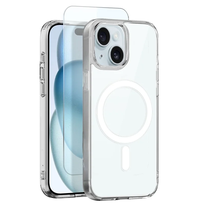 NORTHJO Capa para iPhone 15 Plus Compatível com MagSafe PC + Capa de Telefone TPU com Película de Vidro Temperado - Transparente