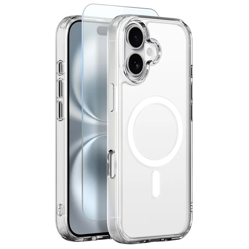 NORTHJO Para iPhone 16 Plus Capa Compatível com MagSafe PC + Capa de Telefone TPU com Película de Vidro Temperado - Transparente