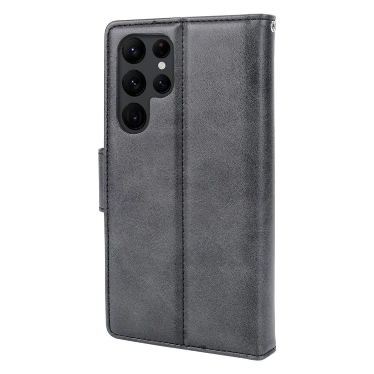 Hanman Miro2 Série Flip Phone Wallet Case Pour Samsung Galaxy S22 Ultra 5G PU le Cuir Stand Magnétique Détachable Couverture de Smartphone 2-en-1 - le Noir