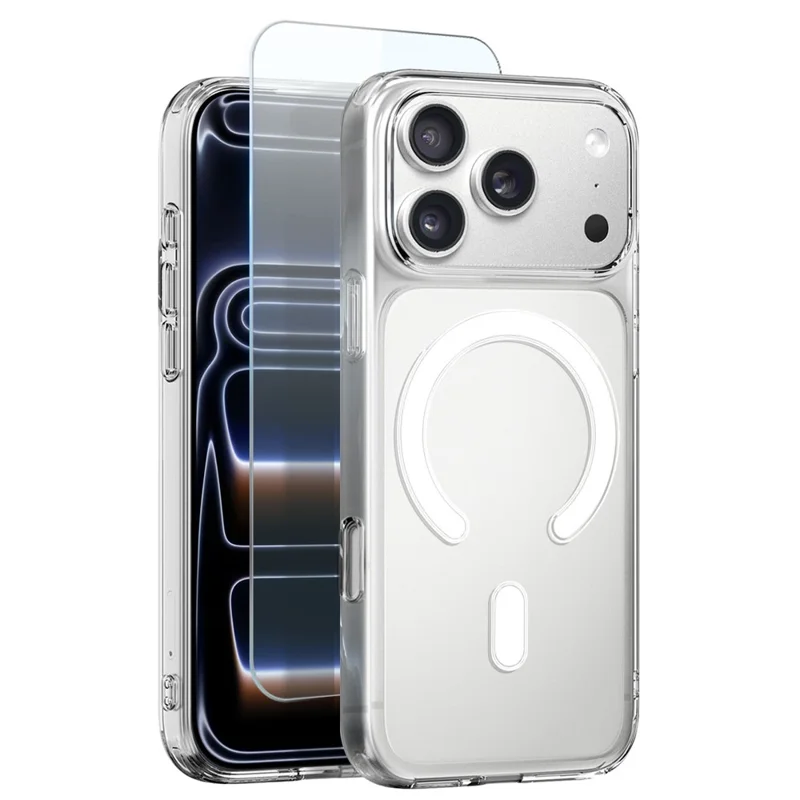 NORTHJO Für iPhone 17 Pro Max Hülle Kompatibel mit MagSafe PC + TPU Handyhülle mit Gehärtetem Glasfilm - Transparent