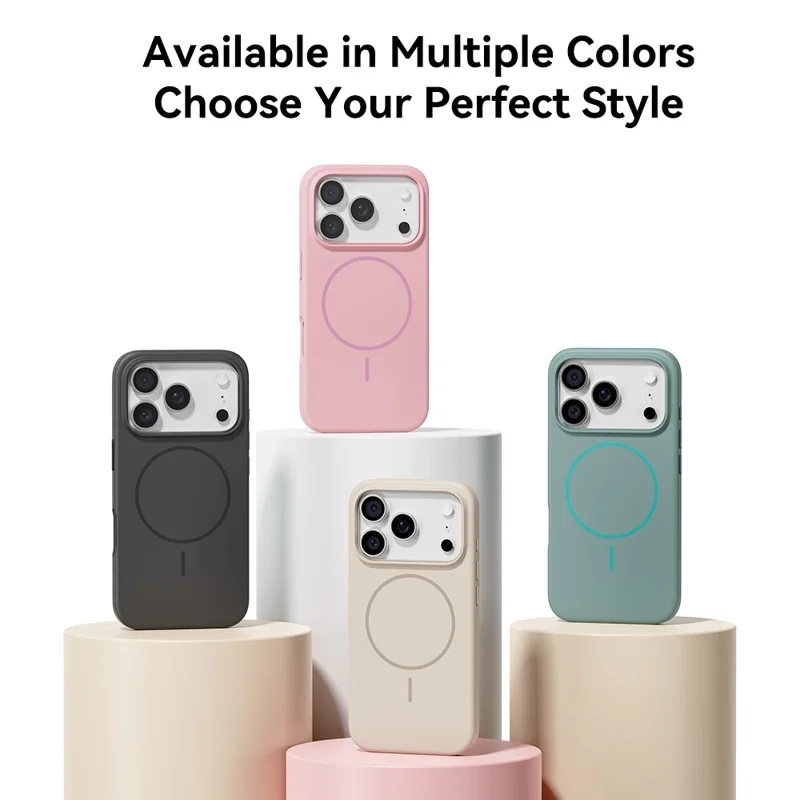 ROCK Para Caso do iPhone 17 Pro Max Compatível com MagSafe Capa de Telefone Fosca à Prova de Choque TPU PC - Rosa