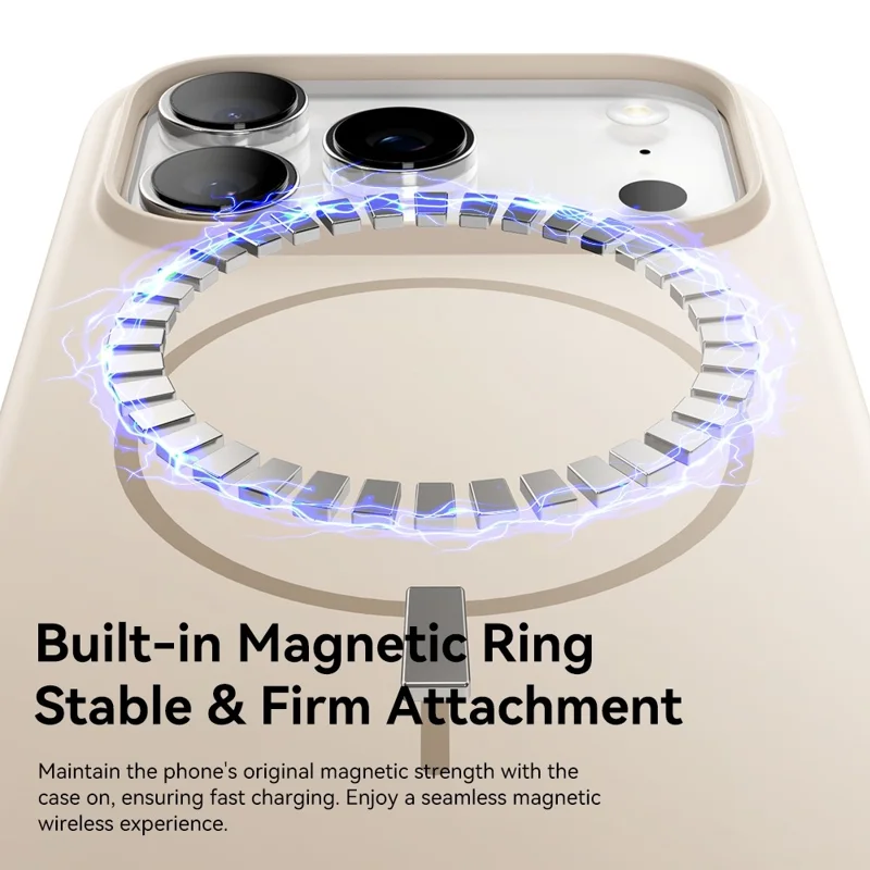 ROCK Para Caso do iPhone 17 Pro Max Compatível com MagSafe Capa de Telefone Fosca à Prova de Choque TPU PC - Rosa