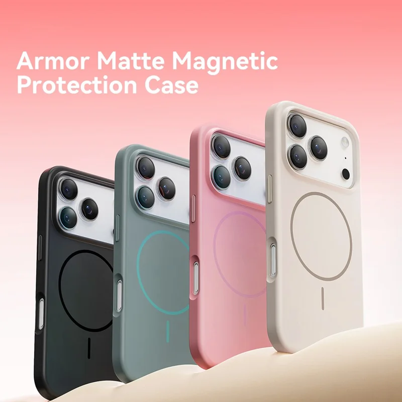 Capa ROCK para iPhone 17 Pro Compatível com MagSafe, TPU PC à Prova de Choque, Fosca - Rosa