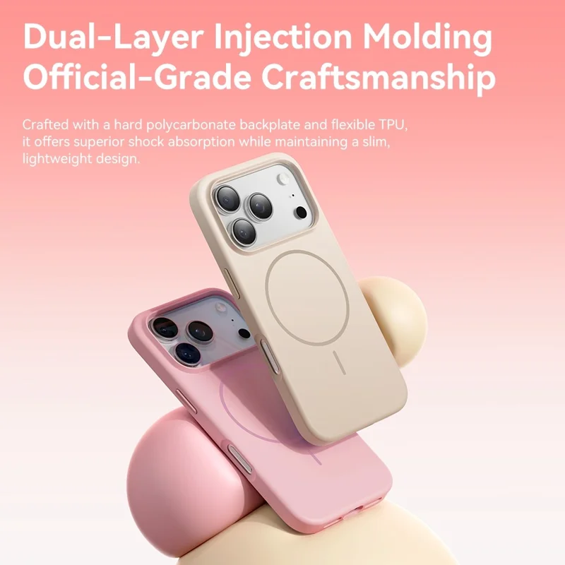 Capa ROCK para iPhone 17 Pro Compatível com MagSafe, TPU PC à Prova de Choque, Fosca - Rosa