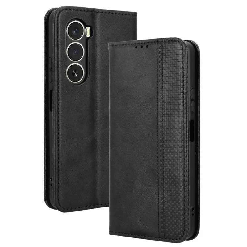 Für itel A100 4G Lederhülle Brieftasche Ständer Retro Textur Handyhülle - Schwarz