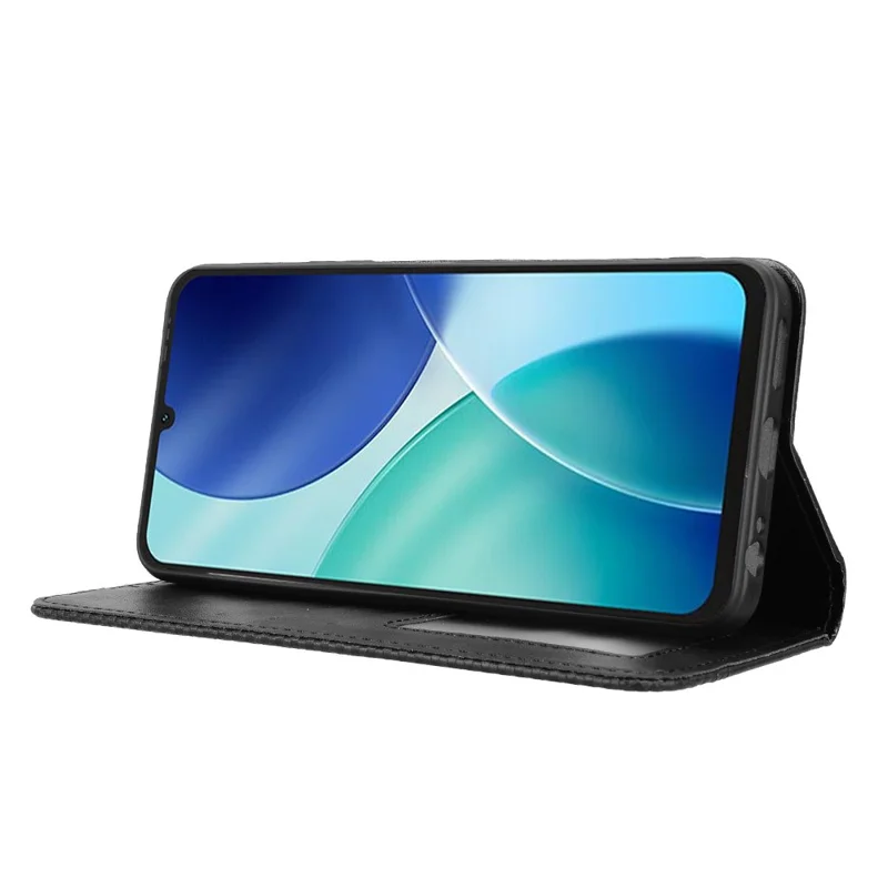 Für itel A100 4G Lederhülle Brieftasche Ständer Retro Textur Handyhülle - Schwarz