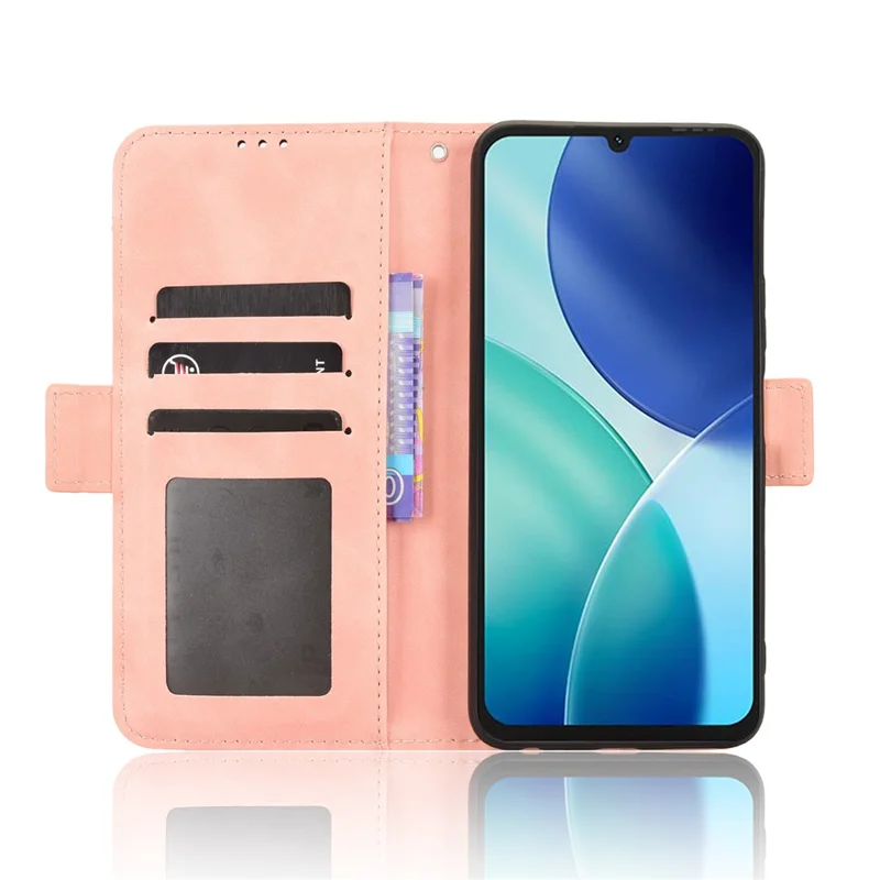For itel A100 4G Leather Case Phone Wallet Cover with Multiple Card Slots - Pink
