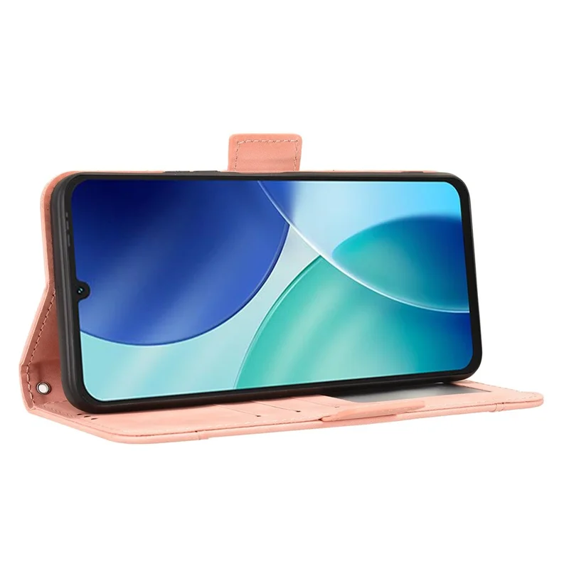 For itel A100 4G Leather Case Phone Wallet Cover with Multiple Card Slots - Pink