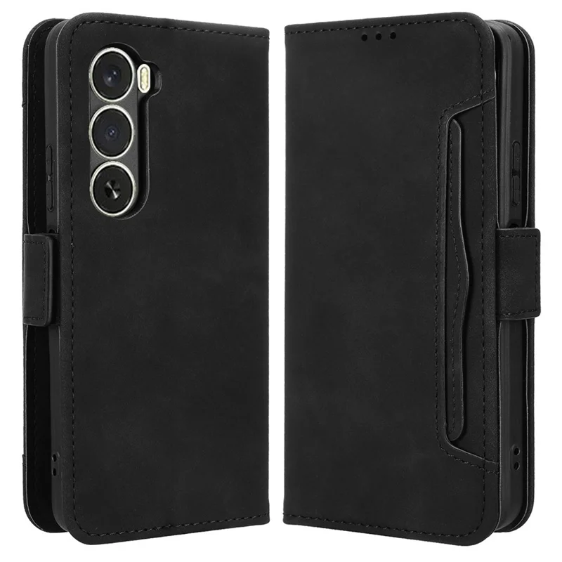 For itel A100 4G Leather Case Phone Wallet Cover with Multiple Card Slots - Black