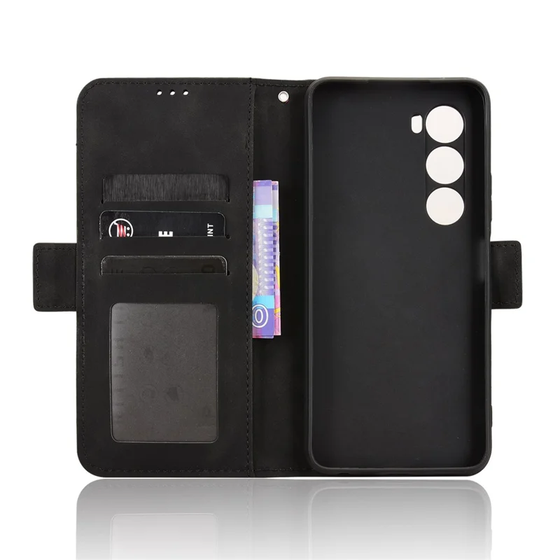 For itel A100 4G Leather Case Phone Wallet Cover with Multiple Card Slots - Black