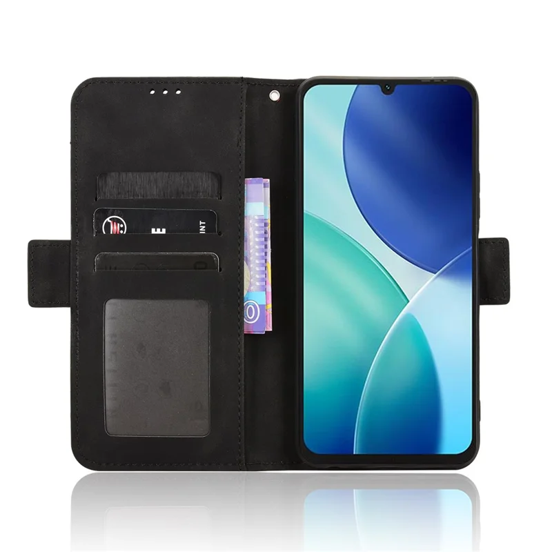 For itel A100 4G Leather Case Phone Wallet Cover with Multiple Card Slots - Black