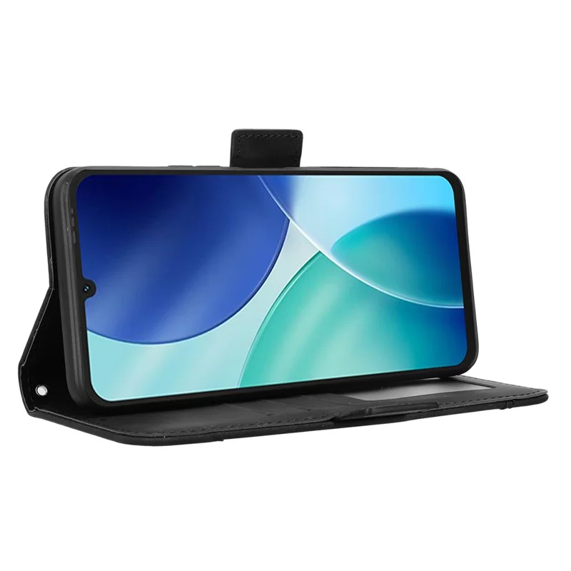 For itel A100 4G Leather Case Phone Wallet Cover with Multiple Card Slots - Black