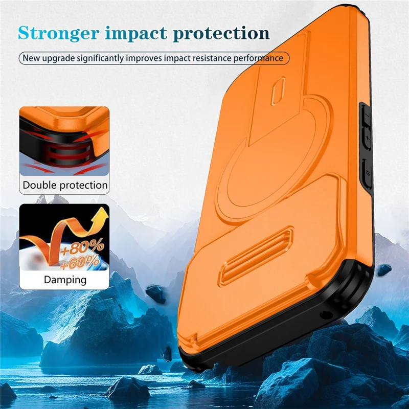 Kickstand Case for Google Pixel 10 Pro / 10 / 9 Pro / 9 PC + TPU Camera Slider Phone Cover Magnetic Case - Orange