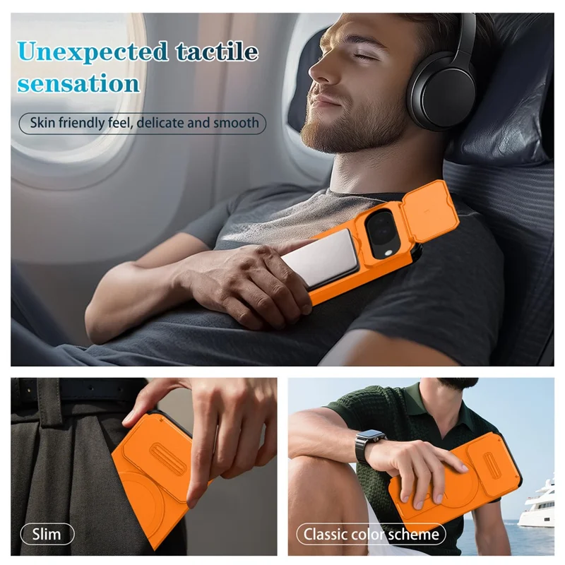 Kickstand Case for Google Pixel 10 Pro / 10 / 9 Pro / 9 PC + TPU Camera Slider Phone Cover Magnetic Case - Orange