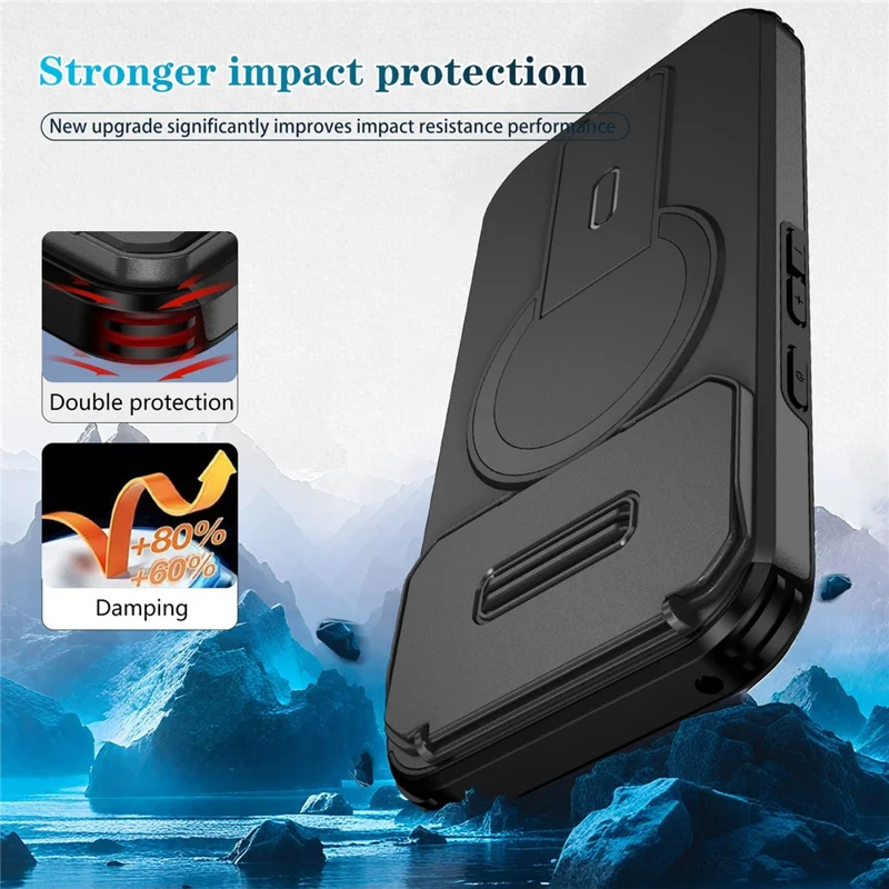 Estuche con Soporte para Google Pixel 10 Pro / 10 / 9 Pro / 9 PC + Cubierta de Teléfono Deslizante de TPU Compatible con MagSafe - Negro