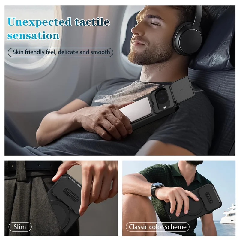 Estuche con Soporte para Google Pixel 10 Pro / 10 / 9 Pro / 9 PC + Cubierta de Teléfono Deslizante de TPU Compatible con MagSafe - Negro