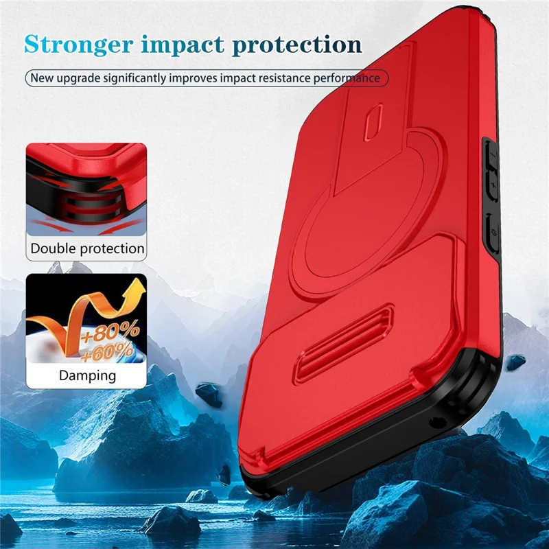Capa com Suporte para Google Pixel 10 Pro / 10 / 9 Pro / 9 PC + Capa de Telefone Slider de Câmera TPU Compatível com MagSafe - Vermelho