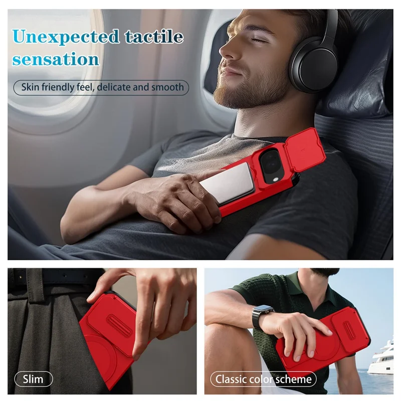 Capa com Suporte para Google Pixel 10 Pro / 10 / 9 Pro / 9 PC + Capa de Telefone Slider de Câmera TPU Compatível com MagSafe - Vermelho