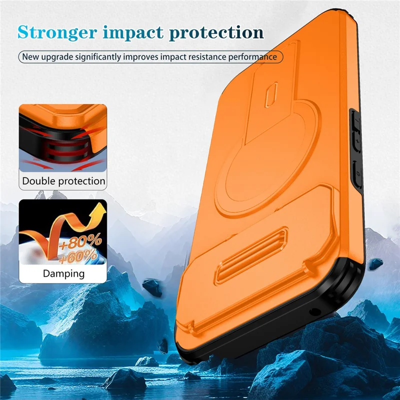 For Google Pixel 10 Pro XL / 9 Pro XL Case Kickstand Camera Slider PC + TPU Phone Cover Magnetic Case - Orange
